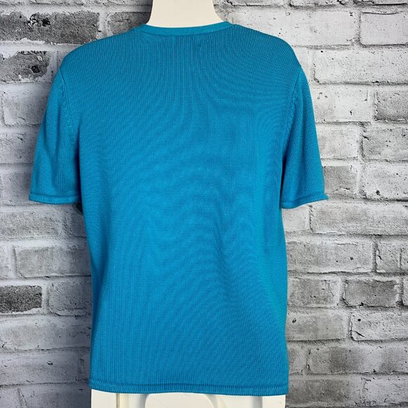 Pendleton Vintage Cardigan Sweater M Blue Floral Embroidered Short Sleeve V-Neck - Picture 6 of 11